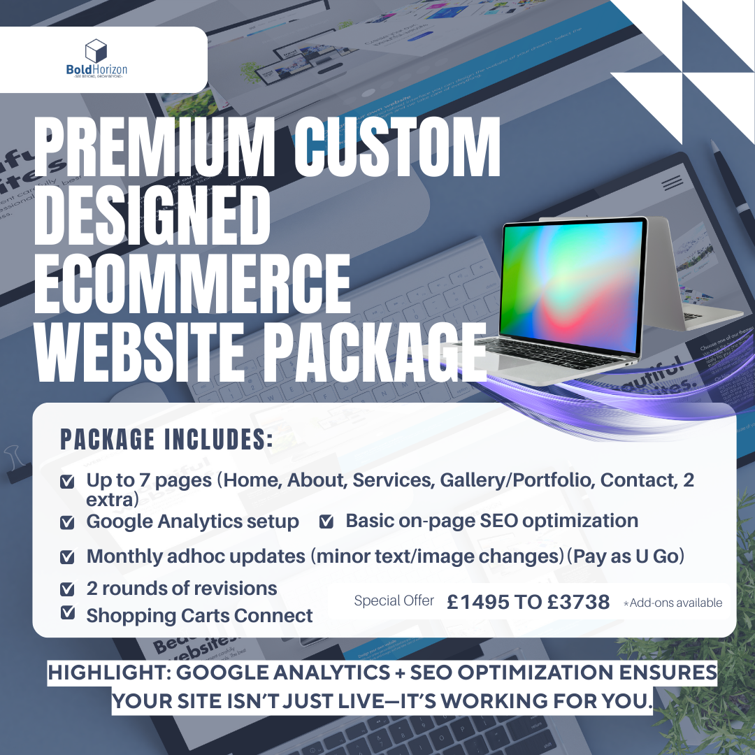 Premium Custom eCommerce Website Design Package with SEO & Shopping Cart Integration